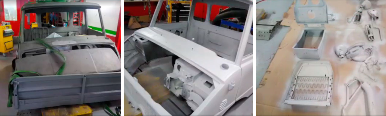 restauracion de vehículo Mercedes 4x4 Unimog, chapa y pintura en Carrocería Euskalduna